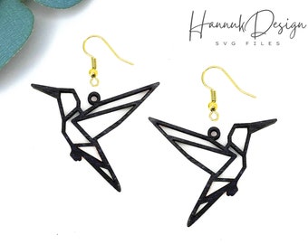 Hummingbird Earring Svg Laser cut file for Glowforge, Wood earring svg, Acrylic Geometric Earrings Svg, Template Svg, Instant Download