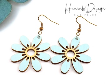 Cute Chamomile Flower Earring Svg Laser Cut File for Glowforge, Summer Floral Wood Earring Template Svg Digital Download