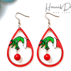 Christmas Earring Svg Laser cut file for Glowforge with a Bead Hole, Wood earring svg, Acrylic X-Mas Earrings svg Instant Download