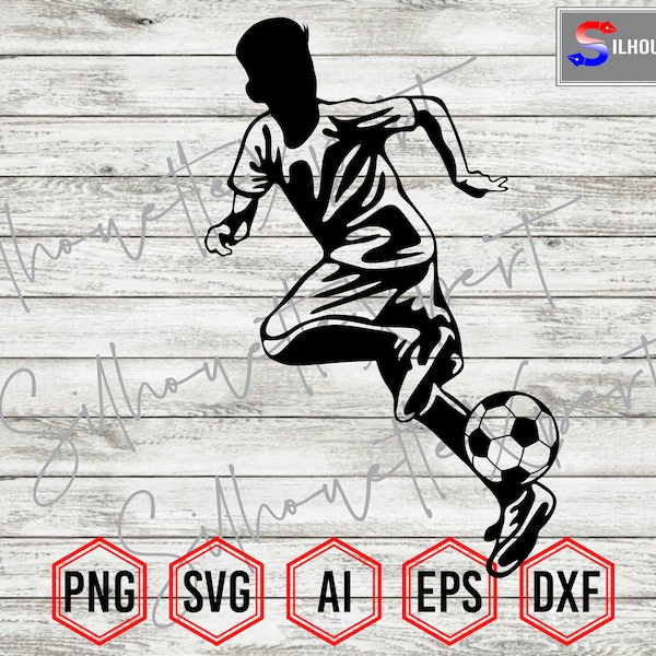 Soccer Silhouette #1, Soccer Kid svg, Soccer svg - Cricut, CNC, Vinyl Cutter, Decal Sticker, T-Shirt File.