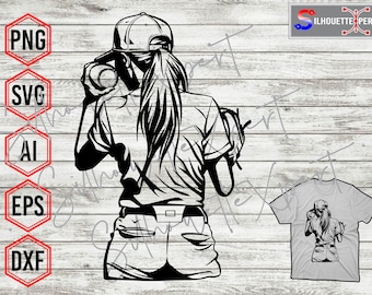 Baseball Girl Clipart, Baseball Player svg, Girl Player svg, Baseball svg, Softball svg, Silhouette - Instant Digital Downloads
