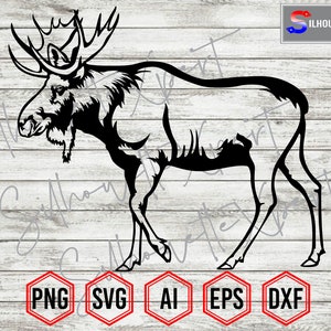 Moose Silhouette #2, Moose svg, Moose Hunting svg, Deer svg - Clipart, Cricut, Vinyl Cutter, Decal Sticker, T-Shirt File.