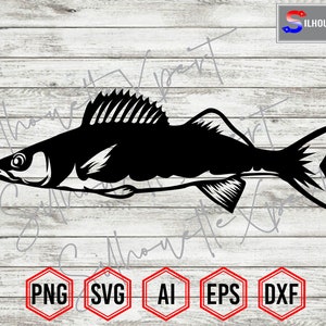 Walleye Silhouette, Walleye svg, Fishing svg, Ocean Fish svg - Vector, Cricut, CNC, Laser, Vinyl Cutter, Decal Sticker, T-Shirt File.