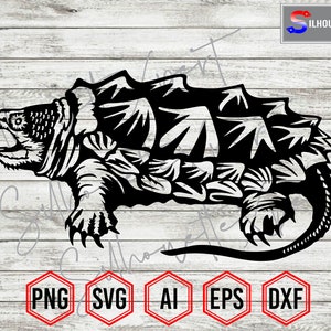 Alligator Snapping Turtle, Turtle svg, Turtle Silhouette #1  - Clipart, Cricut, CNC, Vinyl Cutter, Decal Sticker, T-Shirt File.