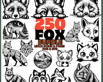 Fox Silhouette SVG, Fox Outline Clipart, Woodland Fox Vector, Fox Cricut Cut File, Wildlife Animal SVG PNG