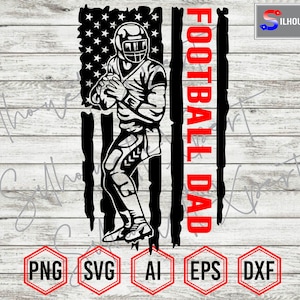 Football Dad svg, Football svg, Tattered US Flag svg, American Football svg - Cricut, CNC, Laser, Vinyl Cutter, Decal Sticker, T-Shirt File.