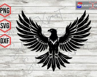 Águila de alas abiertas svg, águila en vuelo svg, águila calva svg - Archivos digitales para imprimir y cortar