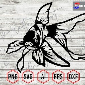 Butterfly Koi Fish #2, Koi Fish svg, Aquarium FIsh svg, Pet svg - Clipart, Silhouette, Cricut, CNC, Laser, Decal Sticker, T-Shirt File.