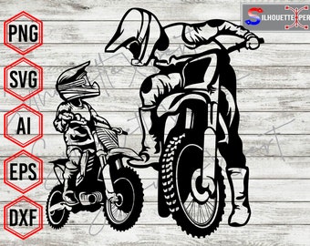 Father and Son Motocross svg, Motorcycle svg, Dirt Bike svg, Mud Life svg - Cricut, CNC, Laser, Vinyl Cutter, Decal Sticker, T-Shirt File.