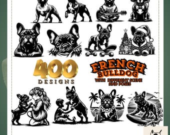 フレンチブルドッグ SVG、PNG、カッティングデジタルファイル