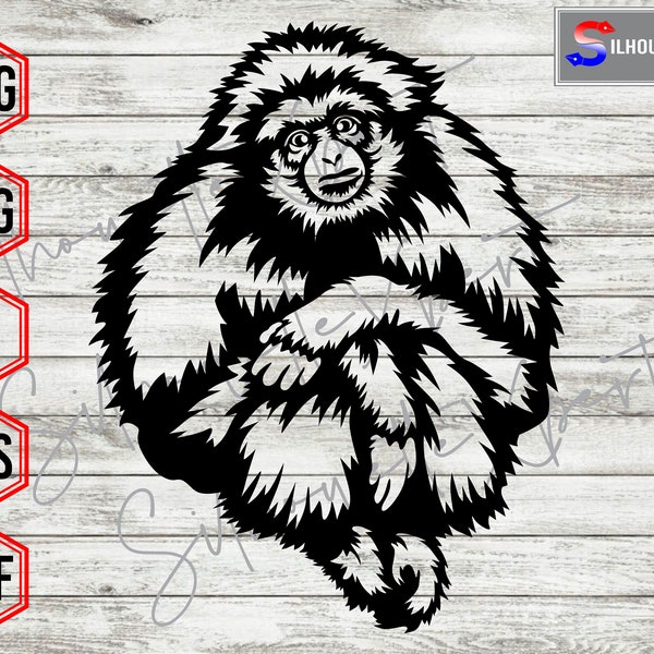Gibbon svg, Monkey svg, Animal svg, Wildlife svg - Clipart, Cricut, CNC, Vinyl Cutter, Decal Sticker, T-Shirt File.