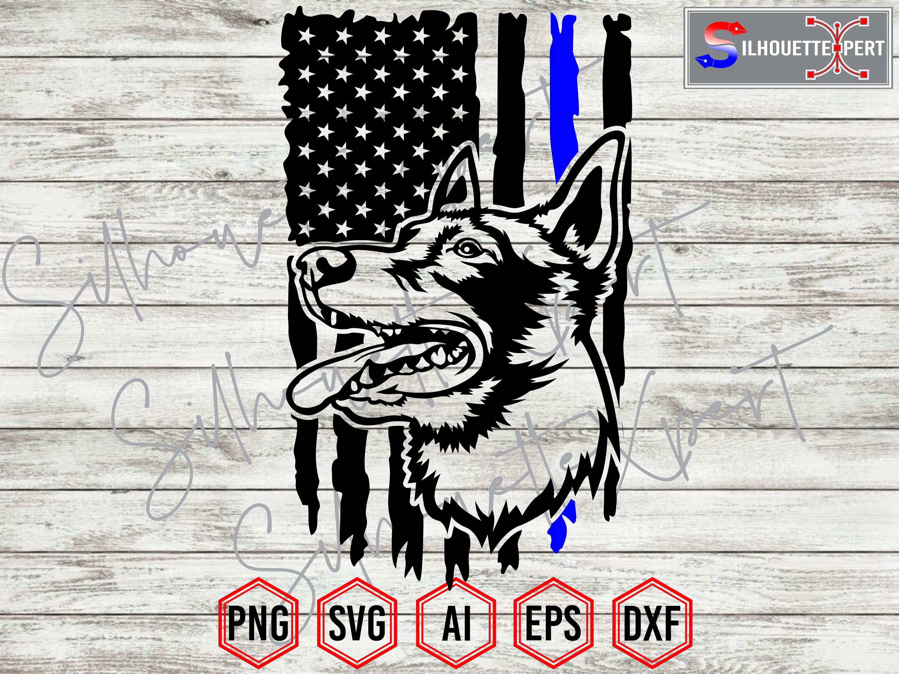 Thin Blue Line Flag K-9 T-Shirt German Shepherd Rough Sketch Thin Blue Line Flag K-9 T-Shirt German Shepherd Rough Sketch