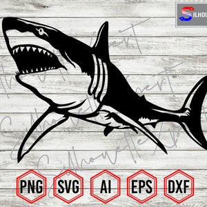Shark Silhouette #1, Shark svg, Angry Shark svg - Clipart, Cricut, CNC, Vinyl Cutter, Decal Sticker, T-Shirt File.