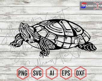 Adorable Turtle Silhouette #5, Turtle svg, Ocean svg, Summer svg - Clipart, Cricut, CNC, Vinyl Cutter, Decal Sticker, T-Shirt File.