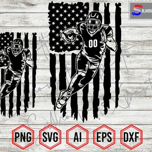 Distressed USA Flag svg, American Football svg, Football Player svg - Vector, Cricut, CNC, Laser, Vinyl Cutter, Decal Sticker, T-Shirt File.