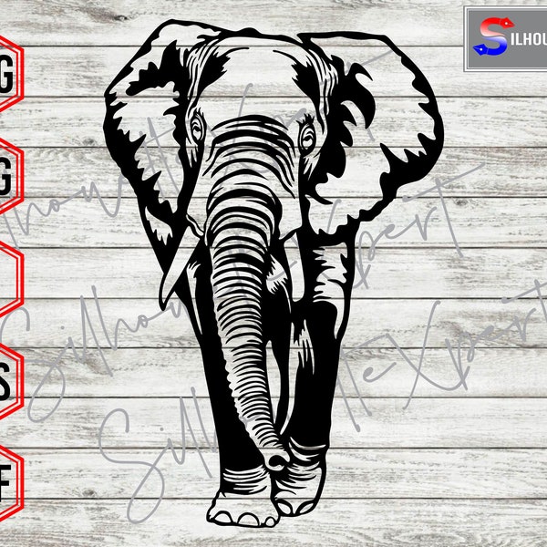 Elephant svg, Elephant Face svg, Elephant Silhouette - Clipart, Cricut, CNC, Vinyl Cutter, Decal Sticker, T-Shirt File.