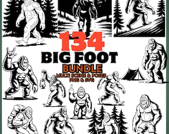 Big Foot Bundle SVG PNG | Sasquatch Silhouette Vektor | Lustige Cryptid Cut Datei für Cricut & Silhouette | Digitaler Download