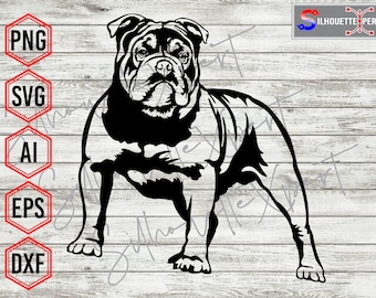 Standing English Bulldog svg, Bulldog svg, Dog svg, Pet svg, Dog Head svg - Cricut, CNC, Laser, Vinyl Cutter, Decal Sticker, T-Shirt File.