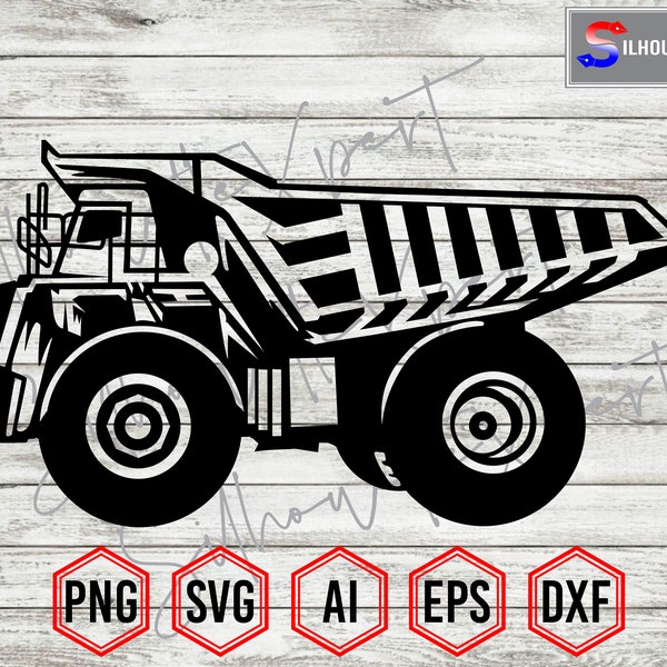 Dump Truck Silhouette #1, Construction Truck svg, Heavy Equipment svg - Clipart, Cricut, CNC, Vinyl Cutter, Decal Sticker, T-Shirt File.