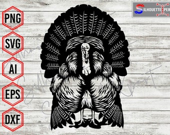 Turkey Silhouette #2, Thanksgiving svg, Autumn svg, Turkey svg - Vector, Clipart, Cricut, CNC, Vinyl Cutter, Decal Sticker, T-Shirt File.