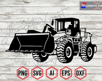 Wheel Loader Silhouette, Construction Truck SVG, CNC, Cricut (Digital Files)