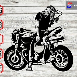 Lady Rider svg, Motorcycle svg, Racing svg, Girl Rider svg - Cricut, CNC, Laser, Vinyl Cutter, Decal Sticker, T-Shirt File.