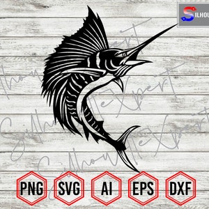 Marlin Silhouette, Fishing svg, Ocean Fish svg, Marlin svg - Vector, Clipart, Cricut, CNC, Laser, Vinyl Cutter, Decal Sticker, T-Shirt File.