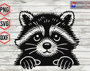 Peeking Raccoon svg, Cute Raccoon Vector, Raccoon Silhouette - Printing and Cutting Digital Downloads