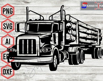Logging Truck svg, Log Truck svg, Truck svg - Clipart, Cricut, CNC, Vinyl Cutter, Decal Sticker, T-Shirt File.