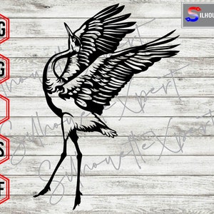 Sandhill Kranich svg, Cute Happy Sandhill Crane svg, Vogel svg - Clipart, Silhouette, Cricut, CNC, Laser, Decal Sticker, T-Shirt Datei.