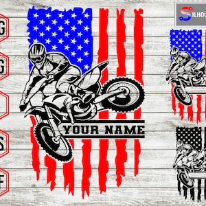 Motorfiets SVG, patriottische Amerikaanse vlag SVG, crossmotor SVG, modder leven SVG-Cricut, CNC, laser, vinyl cutter, sticker sticker, T-shirt bestand.
