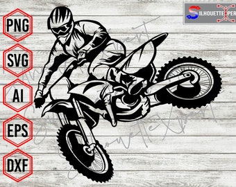 Jumping Motocross svg, Motorcycle svg, Dirt Bike svg, Mud Life svg - Cricut, CNC, Laser, Vinyl Cutter, Decal Sticker, T-Shirt File.
