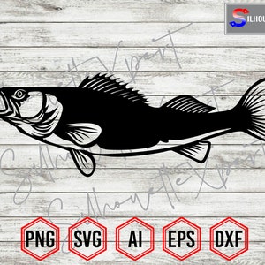 Walleye svg, Fisherman svg, Fishing svg - Clipart, Silhouette, Cricut, CNC, Laser, Vinyl Cutter, Decal Sticker, T-Shirt File.