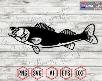 Walleye svg, Fisherman svg, Fishing svg - Clipart, Silhouette, Cricut, CNC, Laser, Vinyl Cutter, Decal Sticker, T-Shirt File.