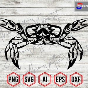 Wściekły krab svg, sylwetka kraba nr 2, kamea kraba, owoce morza svg - Clipart, Cricut, CNC, ploter winylowy, naklejka ścienna, plik na koszulkę.