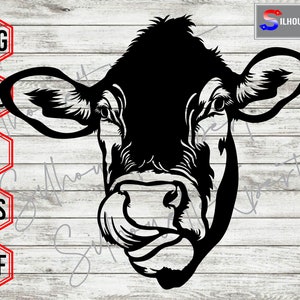 Cow Head svg, Cow svg, Farm Animal svg, Cow Silhouette - Vector, Clipart, Cricut, CNC, Laser, Vinyl Cutter, Decal Sticker, T-Shirt File.