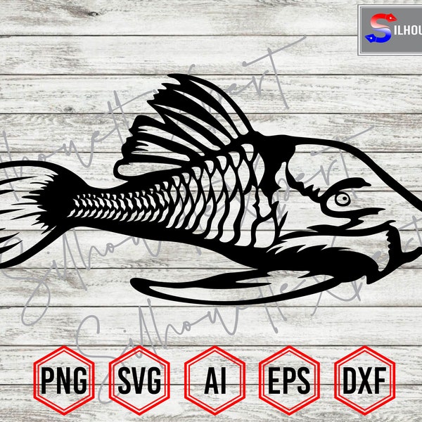 Panaque Pleco svg, Giant Pleco svg, Pleco svg, Aquarium Fisch svg - Clipart, Silhouette, Cricut, CNC, Laser, Decal Sticker, T-Shirt Datei.