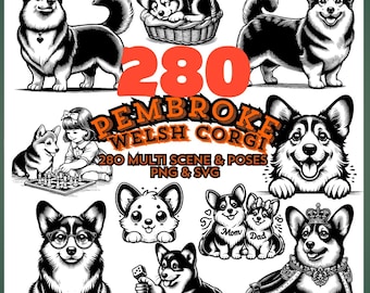 Pembroke Welsh Corgi Clipart | PNG SVG-paket (digital nedladdning)