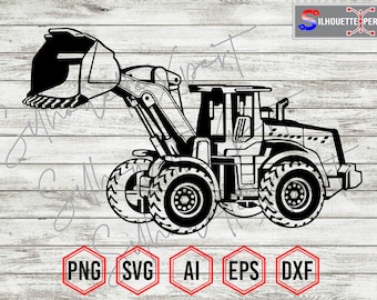 Wheel Loader Silhouette, Construction Truck SVG, Clipart (Digital Files)