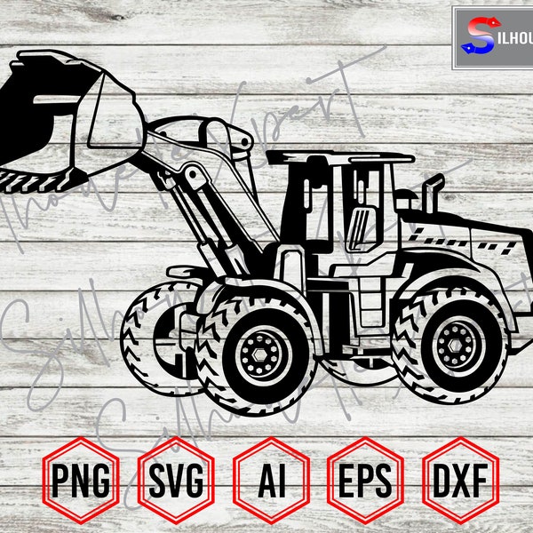 Wheel Loader Silhouette #1, Heavy Equipment svg, Construction Truck svg - Clipart, Cricut, CNC, Vinyl Cutter, Decal Sticker, T-Shirt File.