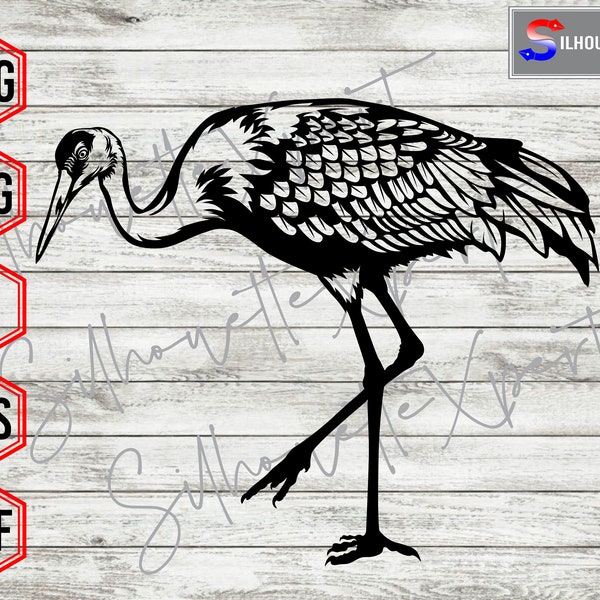 Sandhill Crane svg, Cute Sandhill Crane svg, Animal svg, Bird svg - Clipart, Silhouette, Cricut, CNC, Laser, Decal Sticker, T-Shirt File.