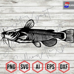 Black Bullhead svg, Cat Fish svg, Fishing Shirt svg - Clipart, Silhouette, Cricut, CNC, Laser, Vinyl Cutter, Decal Sticker, T-Shirt File.