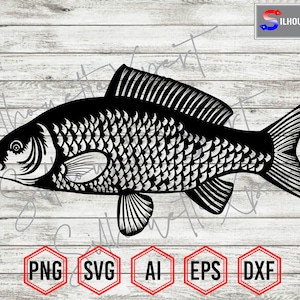 Carp Fish svg, Gold Fish Carp svg, Koi svg - Clipart, Silhouette, Cricut, CNC, Laser, Vinyl Cutter, Decal Sticker, T-Shirt File.