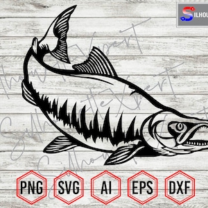 Salmon Silhouette, Sockeye Salmon svg, Fishing svg - Clipart, Vector, Cricut, CNC, Laser, Vinyl Cutter, Decal Sticker, T-Shirt File.