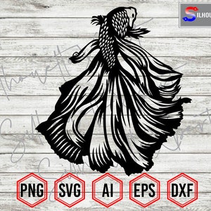 Betta fish svg, Siamese Fighting Fish svg, Aquarium Fish svg, Koi Fish svg - Clipart, Silhouette, Cricut, CNC, Decal Sticker, T-Shirt File.