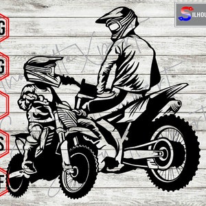 Cute Father and Son Motocross svg, Dirt Bike svg, Mud Life svg - Cricut, CNC, Laser, Vinyl Cutter, Decal Sticker, T-Shirt File.