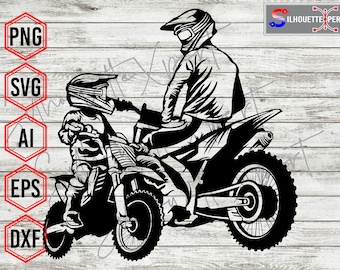 Father and Son Motocross SVG, Dirt Bike Mud Life Design (Digital Files)