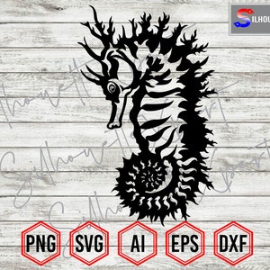 Sea Horse svg, Sea Horse Silhouette #2, Ocean Creatures svg - Clipart, Cricut, Cameo CNC, Laser, Decal Sticker, T-Shirt File