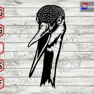 Sandhill Crane svg, Sandhill Crane Head svg, Bird svg - Clipart, Silhouette, Cricut, CNC, Laser, Decal Sticker, T-Shirt File.