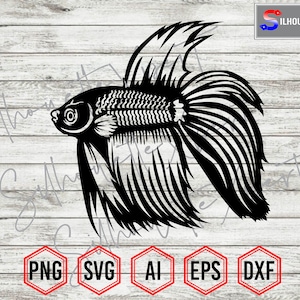 Red Betta fish svg, Siamese Fighting Fish svg, Aquarium Fish svg - Silhouette, Cricut, CNC, Decal Sticker, T-Shirt File.